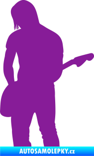 Samolepka Music 005 levá hráč na kytaru fialová