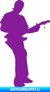 Samolepka Music 006 pravá hráč na kytaru fialová