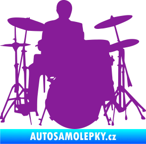 Samolepka Music 009 pravá hráč na bicí fialová