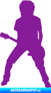 Samolepka Music 010 levá rocker s kytarou fialová
