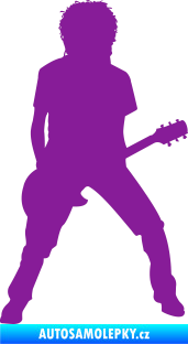 Samolepka Music 010 pravá rocker s kytarou fialová