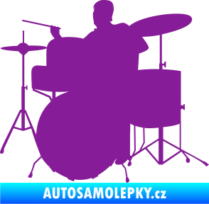 Samolepka Music 011 levá hráč na bicí fialová