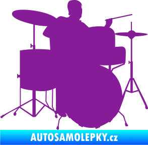 Samolepka Music 011 pravá hráč na bicí fialová