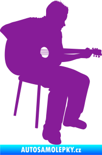 Samolepka Music 012 pravá  kytarista fialová