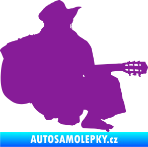 Samolepka Music 014 pravá hráč na kytaru fialová