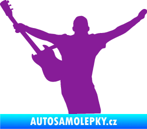 Samolepka Music 024 levá kytarista rocker fialová