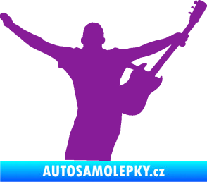 Samolepka Music 024 pravá kytarista rocker fialová
