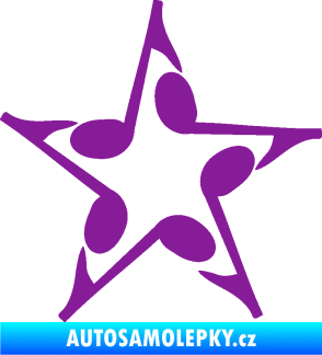 Samolepka Music hvězda z not fialová