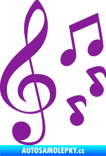 Samolepka Music noty a houslový klíč 002 fialová