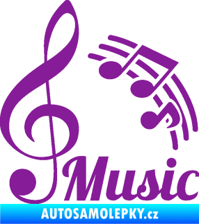 Samolepka Music noty a houslový klíč fialová