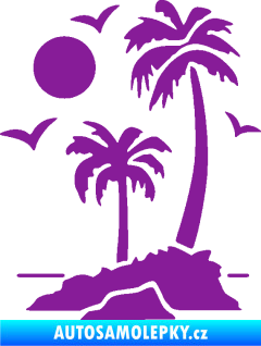 Samolepka Ostrov 002 levá palmy a moře fialová
