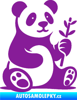 Samolepka Panda 011 pravá s bambusovou větvičkou fialová