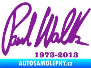 Samolepka Paul Walker 003 podpis a datum fialová
