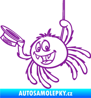 Samolepka Pavouk 022 levá s kloboučkem fialová