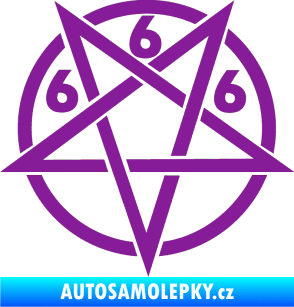 Samolepka Pentagram 666 fialová