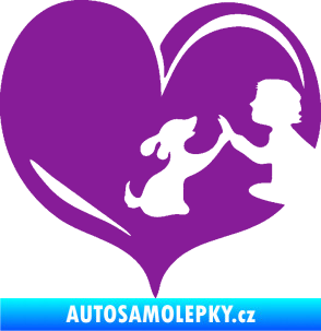 Samolepka Pes 103 pravá dej pac srdce fialová