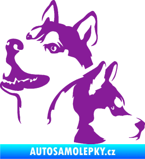 Samolepka Pes 117 levá husky fialová