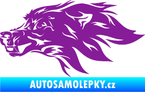 Samolepka Pes 127 levá hlava fialová