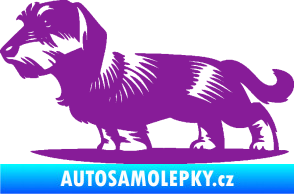 Samolepka Pes 133 levá drsnosrstý jezevčík fialová