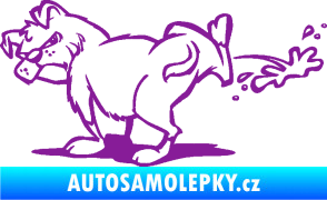 Samolepka Pes čůrá levá fialová