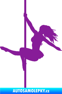 Samolepka Pole dance 001 levá tanec na tyči fialová