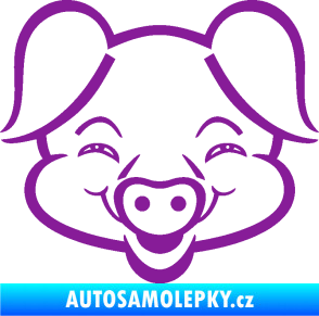 Samolepka Prase 003 veselý čuník fialová