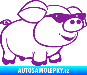 Samolepka Prase 006 pravá frajer v brýlích fialová