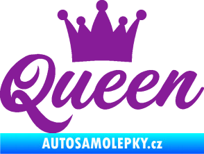 Samolepka Queen nápis s korunou fialová
