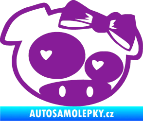 Samolepka Rally pig girl pravá fialová
