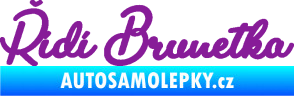 Samolepka Řídí brunetka nápis fialová