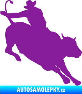 Samolepka Rodeo 001 pravá  kovboj s býkem fialová
