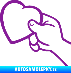 Samolepka Ruka se srdíčkem levá fialová