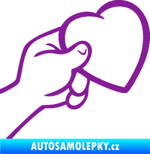 Samolepka Ruka se srdíčkem pravá fialová