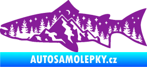 Samolepka Ryba 021 levá noční rybaření fialová