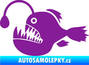Samolepka Ryba 022 levá mořský ďas s lampičkou fialová