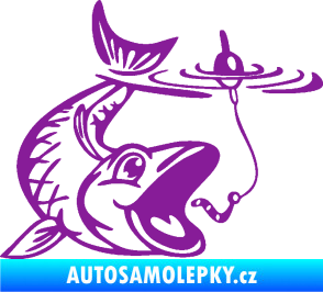 Samolepka Ryba s návnadou 004 pravá fialová