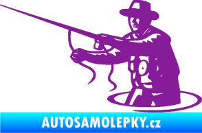 Samolepka Rybář 015 levá s udicí fialová