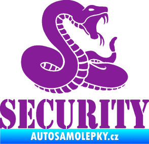 Samolepka Security hlídáno - pravá had fialová
