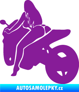 Samolepka Sexy žena na motorce levá fialová