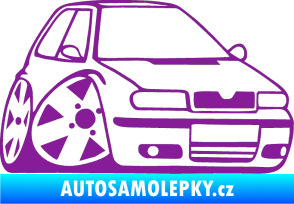 Samolepka Škoda Felicia karikatura pravá fialová