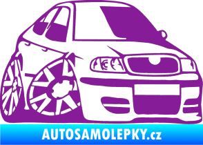 Samolepka Škoda Octavia karikatura pravá fialová