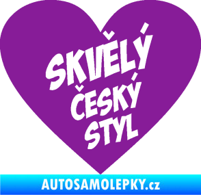 Samolepka Skvělý český styl srdce fialová