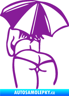 Samolepka Slečna s deštníkem levá fialová