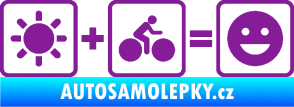 Samolepka Slunce + kolo = veselý smajlík vyjížďka na kole fialová