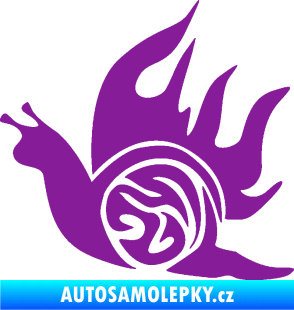 Samolepka Šnek s plameny levá fialová