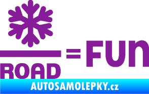 Samolepka Snow road fun nápis s vločkou fialová