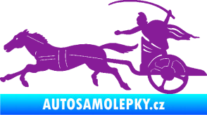 Samolepka Sparťanský bojovník 001 levá bojový vůz s koněm fialová