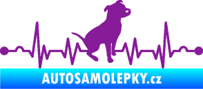 Samolepka Srdeční tep 007 pravá pitbull fialová
