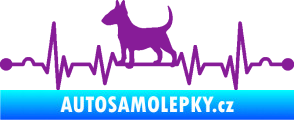 Samolepka Srdeční tep 008 levá pes bulteriér fialová