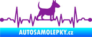 Samolepka Srdeční tep 008 pravá pes bulteriér fialová